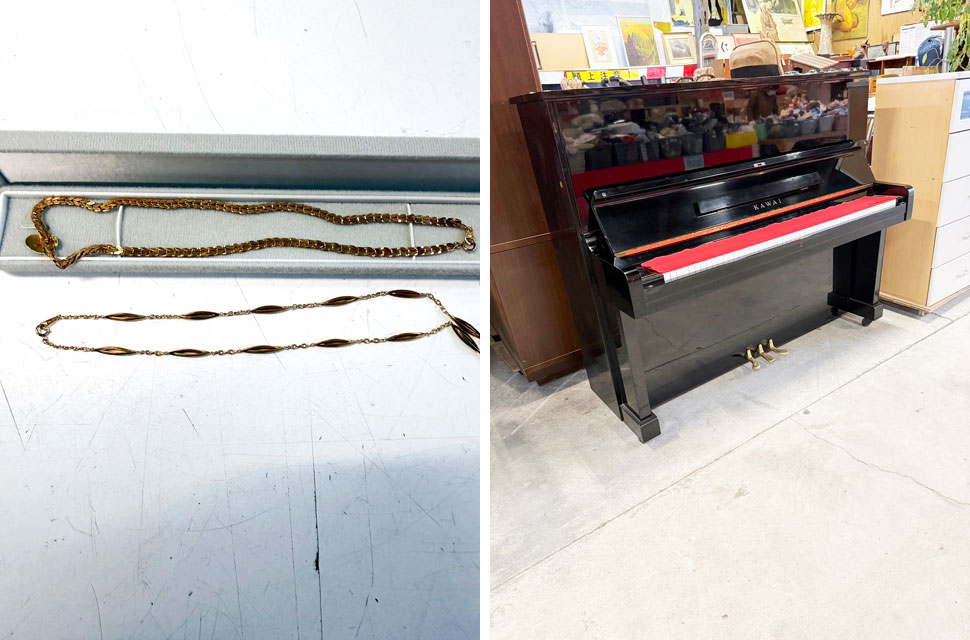 貴金属２点とピアノを買取りしました